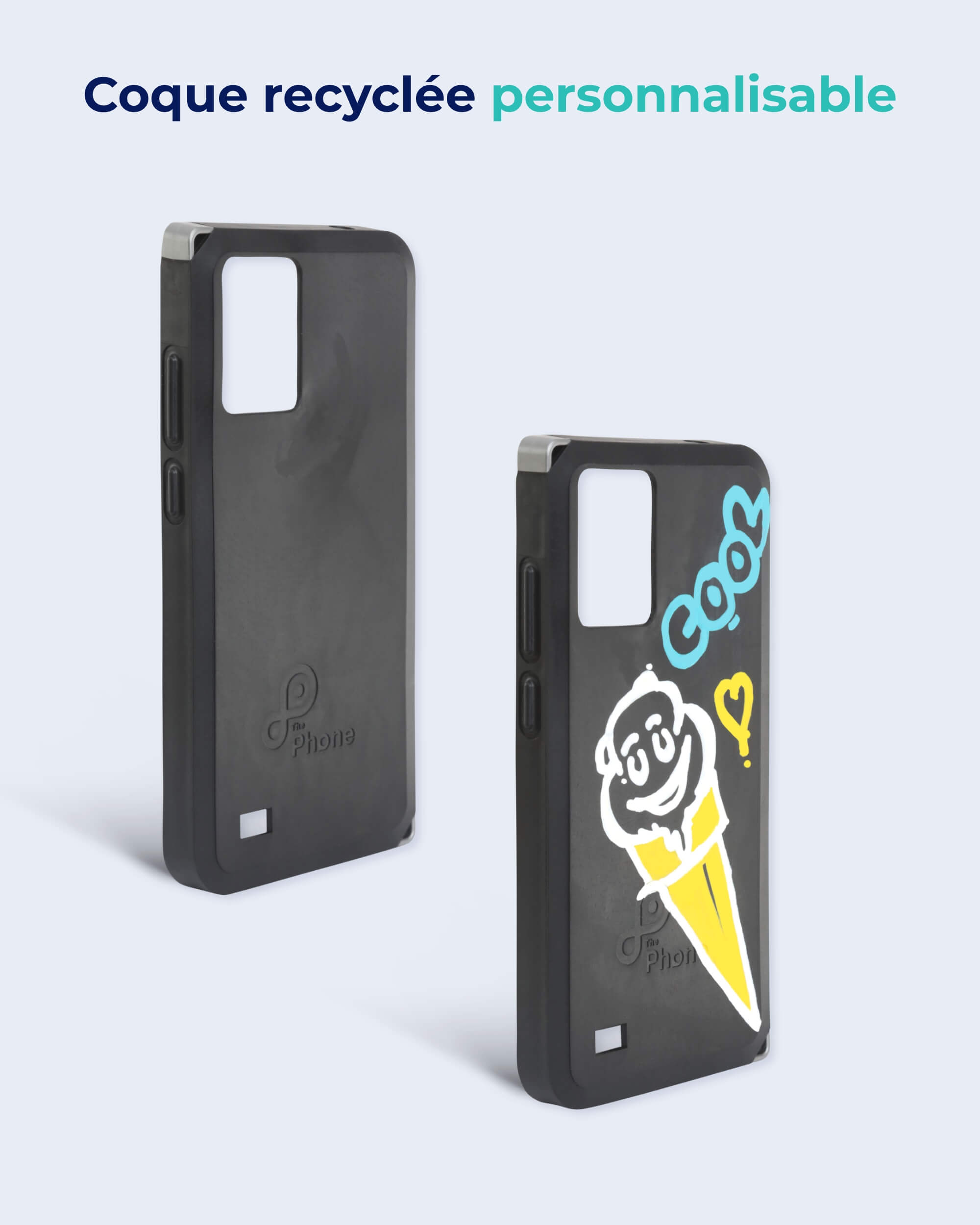 Coque de protection recyclée et personnalisable pour The Phone, téléphone sans internet